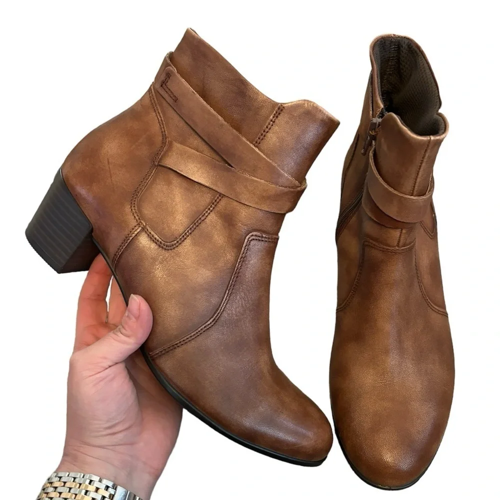 NEW Ecco | Shape‎ 35 Wrapped Shaft Bootie Cognac Brown Sz 40/9-9.5